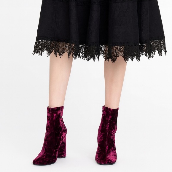 MIA Velvet Burnout Boots 8 Burgundy Whimsigoth Gothic Vamp Witchy Boho - Picture 7 of 15